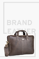 BRAND LEATHER Laptop Bag for Men - Genuine Leather Office Bag with Multiple Compartments Fits 14/15.6/16 Inch Laptop Bag - Messenger and Shoulder Bag for Travel - Water Resistant