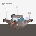 BRAND LEATHER Genuine Leather Stylish Waist Bag Elegant Style Travel Pouch Passport Holder with Adjustable