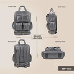 BRAND LEATHER Full Grain Buffalo - Hide Leather Backpack Large Capacity 15/15.6/16/17 Inch Laptop Bag Multi Pockets Travel Daypack