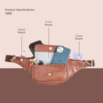 BRAND LEATHER Genuine Leather Stylish Waist Bag Elegant Style Travel Pouch Passport Holder with Adjustable
