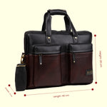 BRAND LEATHER Genuine Leather Laptop Bag for Men - Office Bag - Fits Up to 16-inch Laptop/MacBook - Shoulder Bag/Hand Bag - Laptop Messenger Bag with Trolley Straps - 1 Year Warranty