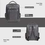 BRAND LEATHER Men's Full Grain Cow Hide Leather 17 Inch Laptop Backpack Large Capacity Weekender Overnight Camping Travel Rucksack