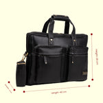 BRAND LEATHER Genuine Leather Laptop Bag for Men - Office Bag - Fits Up to 16-inch Laptop/MacBook - Shoulder Bag/Hand Bag - Laptop Messenger Bag with Trolley Straps - 1 Year Warranty