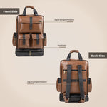 BRAND LEATHER Full Grain Buffalo - Hide Leather Backpack Large Capacity 15/15.6/16/17 Inch Laptop Bag Multi Pockets Travel Daypack