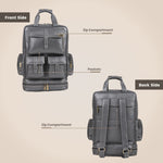 BRAND LEATHER Full Grain Buffalo - Hide Leather Backpack Large Capacity 15/15.6/16/17 Inch Laptop Bag Multi Pockets Travel Daypack