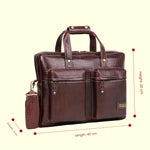 BRAND LEATHER Genuine Leather Laptop Bag for Men - Office Bag - Fits Up to 16-inch Laptop/MacBook - Shoulder Bag/Hand Bag - Laptop Messenger Bag with Trolley Straps - 1 Year Warranty