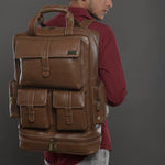 BRAND LEATHER Full Grain Buffalo - Hide Leather Backpack Large Capacity 15/15.6/16/17 Inch Laptop Bag Multi Pockets Travel Daypack