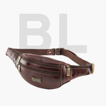BRAND LEATHER Genuine Leather Stylish Waist Bag Elegant Style Travel Pouch Passport Holder with Adjustable Strap Unisex