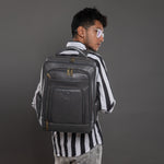 BRAND LEATHER Men's Full Grain Cow Hide Leather 17 Inch Laptop Backpack Large Capacity Weekender Overnight Camping Travel Rucksack