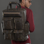 BRAND LEATHER Full Grain Buffalo - Hide Leather Backpack Large Capacity 15/15.6/16/17 Inch Laptop Bag Multi Pockets Travel Daypack