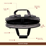 BRAND LEATHER Genuine Leather Laptop Bag for Men - Office Bag - Fits Up to 16-inch Laptop/MacBook - Shoulder Bag/Hand Bag - Laptop Messenger Bag with Trolley Straps - 1 Year Warranty