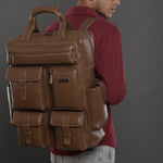 BRAND LEATHER Full Grain Buffalo - Hide Leather Backpack Large Capacity 15/15.6/16/17 Inch Laptop Bag Multi Pockets Travel Daypack