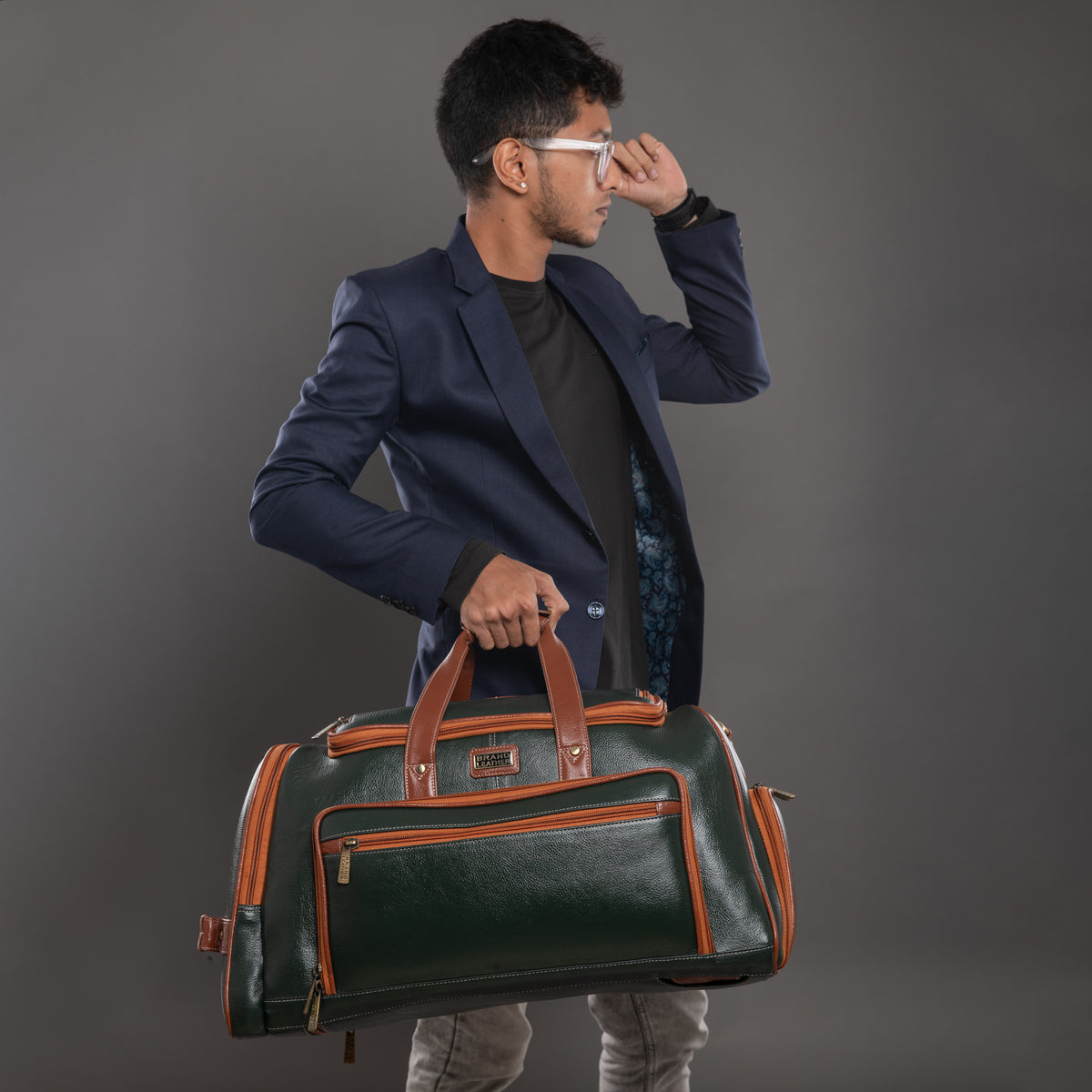 BRAND LEATHER Genuine Leather High Capacity Travel Backpack Cum Duffel Bag