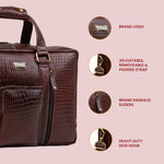 Laptop Bag for Men - Genuine Leather Messenger Bag for Office - Fits up to 16 Inch Laptop -Brown Shoulder Bag with Multiple Compartments - Executive Leather Bag for Work and Travel