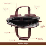 BRAND LEATHER Genuine Leather Laptop Bag for Men - Office Bag - Fits Up to 16-inch Laptop/MacBook - Shoulder Bag/Hand Bag - Laptop Messenger Bag with Trolley Straps - 1 Year Warranty