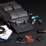 BRAND LEATHER Full Grain Buffalo - Hide Leather Backpack Large Capacity 15/15.6/16/17 Inch Laptop Bag Multi Pockets Travel Daypack