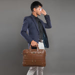 Laptop Bag for Men - Genuine Leather Messenger Bag for Office - Fits up to 16 Inch Laptop -Brown Shoulder Bag with Multiple Compartments - Executive Leather Bag for Work and Travel