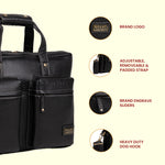 BRAND LEATHER Genuine Leather Laptop Bag for Men - Office Bag - Fits Up to 16-inch Laptop/MacBook - Shoulder Bag/Hand Bag - Laptop Messenger Bag with Trolley Straps - 1 Year Warranty