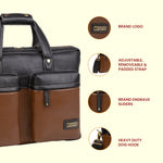 BRAND LEATHER Genuine Leather Laptop Bag for Men - Office Bag - Fits Up to 16-inch Laptop/MacBook - Shoulder Bag/Hand Bag - Laptop Messenger Bag with Trolley Straps - 1 Year Warranty