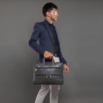 Laptop Bag for Men - Genuine Leather Messenger Bag for Office - Fits up to 16 Inch Laptop -Brown Shoulder Bag with Multiple Compartments - Executive Leather Bag for Work and Travel