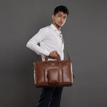 Laptop Bag for Men - Genuine Leather Messenger Bag for Office - Fits up to 16 Inch Laptop -Brown Shoulder Bag with Multiple Compartments - Executive Leather Bag for Work and Travel