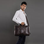 Laptop Bag for Men - Genuine Leather Messenger Bag for Office - Fits up to 16 Inch Laptop -Brown Shoulder Bag with Multiple Compartments - Executive Leather Bag for Work and Travel