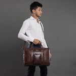 Laptop Bag for Men - Genuine Leather Messenger Bag for Office - Fits up to 16 Inch Laptop -Brown Shoulder Bag with Multiple Compartments - Executive Leather Bag for Work and Travel