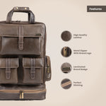 BRAND LEATHER Full Grain Buffalo - Hide Leather Backpack Large Capacity 15/15.6/16/17 Inch Laptop Bag Multi Pockets Travel Daypack