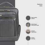 BRAND LEATHER Men's Full Grain Cow Hide Leather 17 Inch Laptop Backpack Large Capacity Weekender Overnight Camping Travel Rucksack