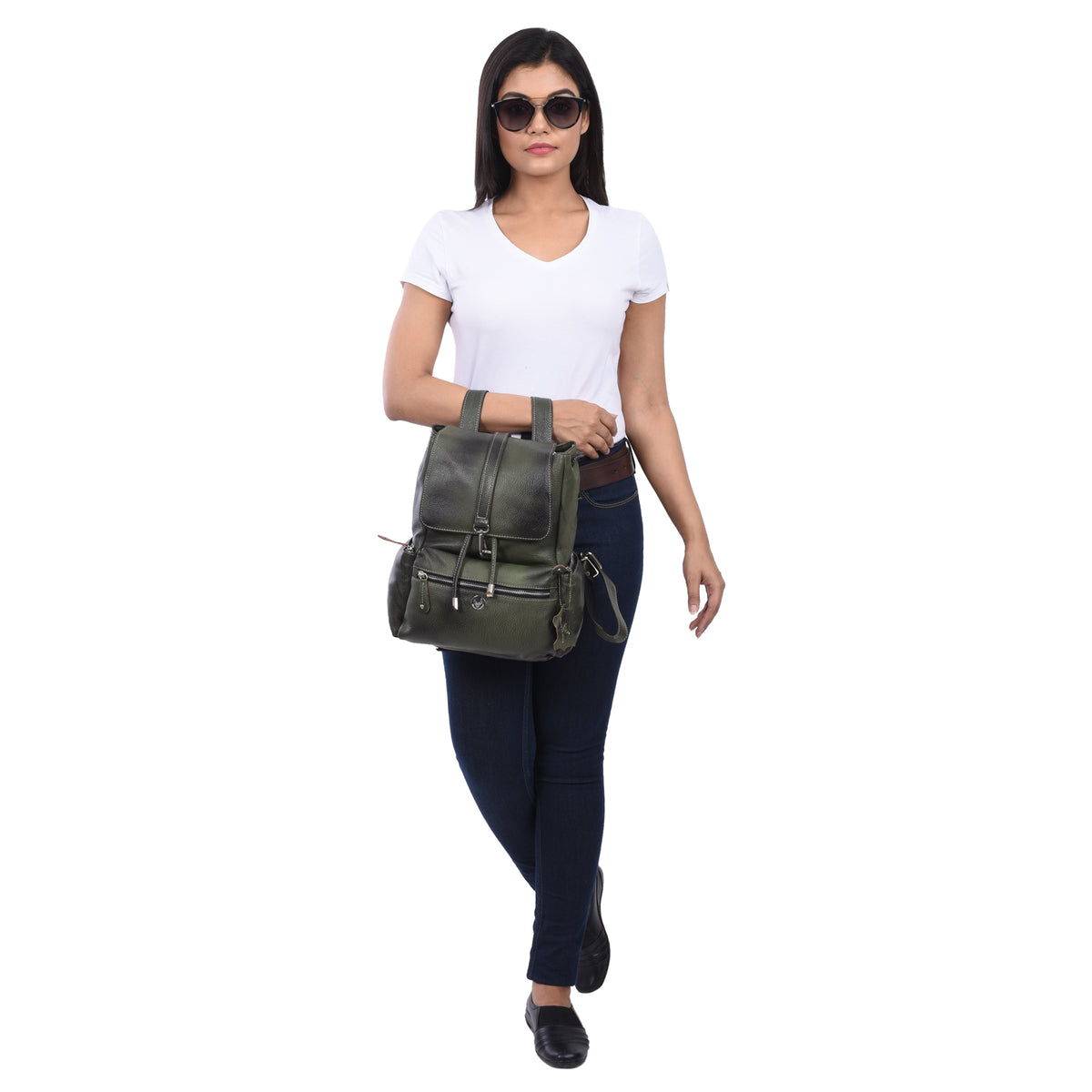 BRAND LEATHER Genuine Leather Stylish Women's Backpack Use for College|School|Office|Travel