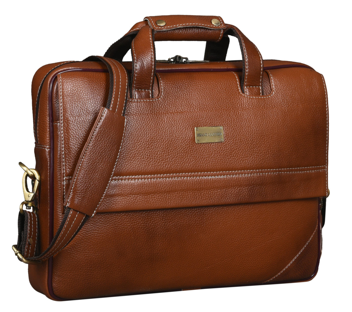 BRAND LEATHER Laptop Bag for Men - Genuine Leather Office Bag with Multiple Compartments Fits 14/15.6/16 Inch Laptop Bag - Messenger and Shoulder Bag for Travel - Water Resistant