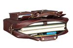 BRAND LEATHER Laptop Bag for Men - Genuine Leather Messenger Bag for Office - Fits up to 16 Inch Laptop -Brown Shoulder Bag with Multiple Compartments - Executive Leather Bag for Work and Travel