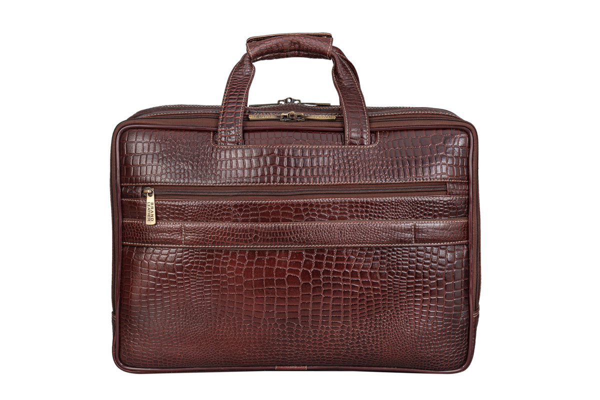 17 inch Genuine Leather Laptop Messenger Bag with Full Expandable With 360 Days Warranty
