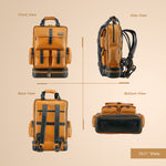 BRAND LEATHER Full Grain Buffalo - Hide Leather Backpack Large Capacity 15/15.6/16/17 Inch Laptop Bag Multi Pockets Travel Daypack