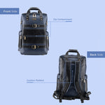 BRAND LEATHER Full Grain Buffalo - Hide Leather Backpack Large Capacity 15/15.6/16/17 Inch Laptop Bag Multi Pockets Travel Daypack