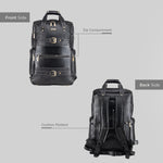 BRAND LEATHER Full Grain Buffalo - Hide Leather Backpack Large Capacity 15/15.6/16/17 Inch Laptop Bag Multi Pockets Travel Daypack