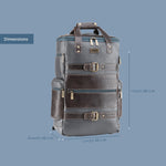 BRAND LEATHER Full Grain Buffalo - Hide Leather Backpack Large Capacity 15/15.6/16/17 Inch Laptop Bag Multi Pockets Travel Daypack