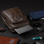 BRAND LEATHER Men's Full Grain Cow Hide Leather 17 Inch Laptop Backpack Large Capacity Weekender Overnight Camping Travel Rucksack