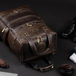 BRAND LEATHER Full Grain Buffalo - Hide Leather Backpack Large Capacity 15/15.6/16/17 Inch Laptop Bag Multi Pockets Travel Daypack