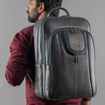 BRAND LEATHER Men's Full Grain Cow Hide Leather 17 Inch Laptop Backpack Large Capacity Weekender Overnight Camping Travel Rucksack