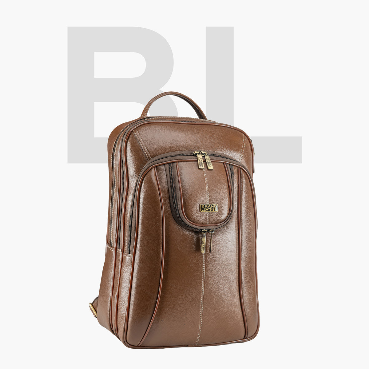 BRAND LEATHER Men's Full Grain Cow Hide Leather 17 Inch Laptop Backpack Large Capacity Weekender Overnight Camping Travel Rucksack