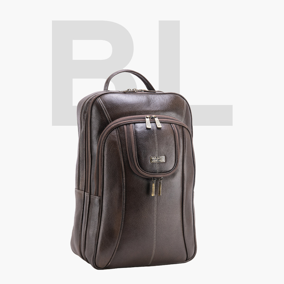 BRAND LEATHER Men's Full Grain Cow Hide Leather 17 Inch Laptop Backpack Large Capacity Weekender Overnight Camping Travel Rucksack