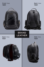 BRAND LEATHER Men's Full Grain Cow Hide Leather 17 Inch Laptop Backpack Large Capacity Weekender Overnight Camping Travel Rucksack