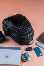 BRAND LEATHER Men's Full Grain Cow Hide Leather 17 Inch Laptop Backpack Large Capacity Weekender Overnight Camping Travel Rucksack