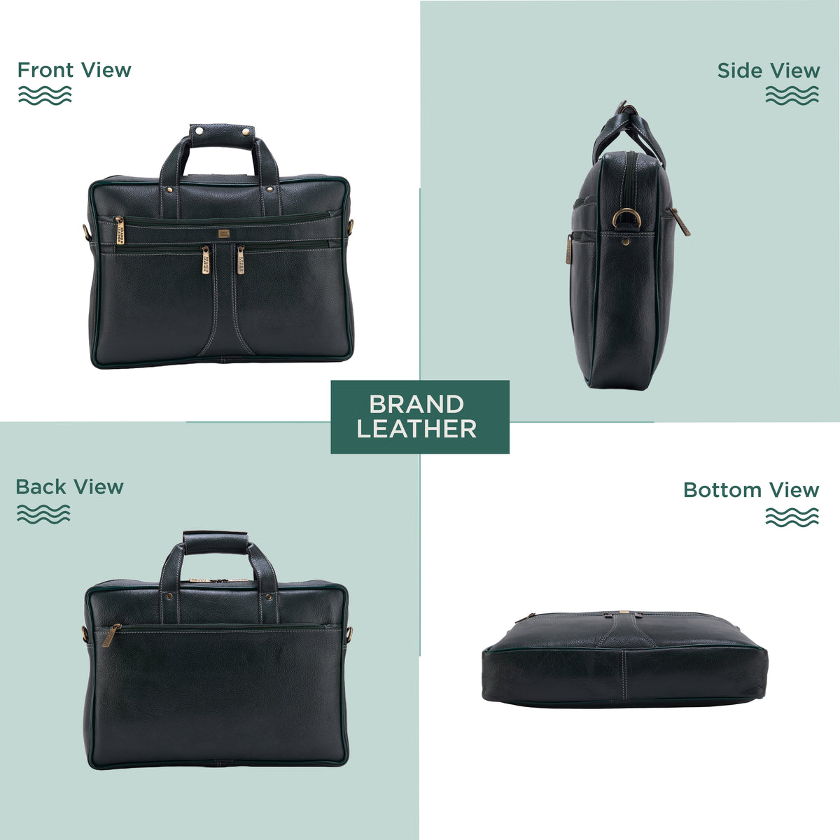 BRAND LEATHER Laptop Bag for Men - Genuine Leather Office Bag with Multiple Compartments Fits 14/15.6/16 Inch Laptop Bag - Messenger and Shoulder Bag for Travel - Water Resistant