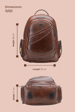 BRAND LEATHER Men's Full Grain Cow Hide Leather 17 Inch Laptop Backpack Large Capacity Weekender Overnight Camping Travel Rucksack