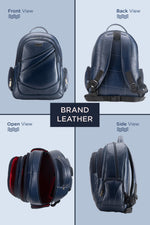 BRAND LEATHER Men's Full Grain Cow Hide Leather 17 Inch Laptop Backpack Large Capacity Weekender Overnight Camping Travel Rucksack