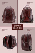 BRAND LEATHER Men's Full Grain Cow Hide Leather 17 Inch Laptop Backpack Large Capacity Weekender Overnight Camping Travel Rucksack