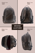 BRAND LEATHER Men's Full Grain Cow Hide Leather 17 Inch Laptop Backpack Large Capacity Weekender Overnight Camping Travel Rucksack