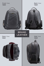 BRAND LEATHER Men's Full Grain Cow Hide Leather 17 Inch Laptop Backpack Large Capacity Weekender Overnight Camping Travel Rucksack